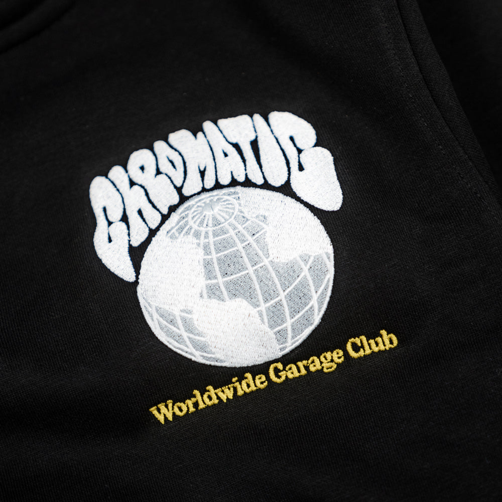 "WORLDWIDE GARAGE CLUB" Quarter Zip - Black