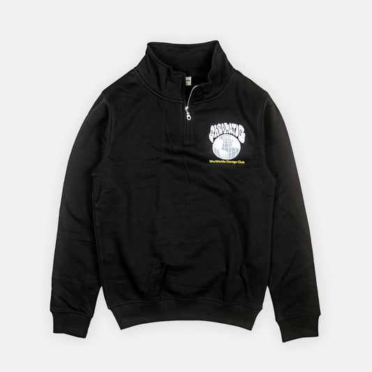 "WORLDWIDE GARAGE CLUB" Quarter Zip - Black